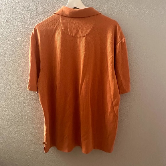 Tommy Bahama Men's Orange Three Button Placket Polo Shirt Size Large - Picture 4 of 9